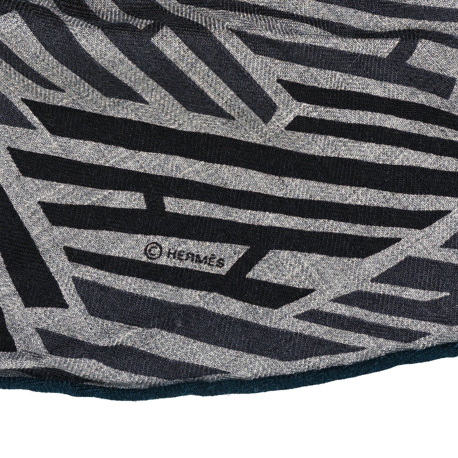 Hermes Cashmere Silk Galop'H Losange Scarf Gris Anthracite Emeraude 4 of 4