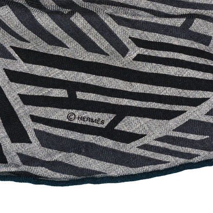 Hermes Cashmere Silk Galop'H Losange Scarf Gris Anthracite Emeraude 4 of 4