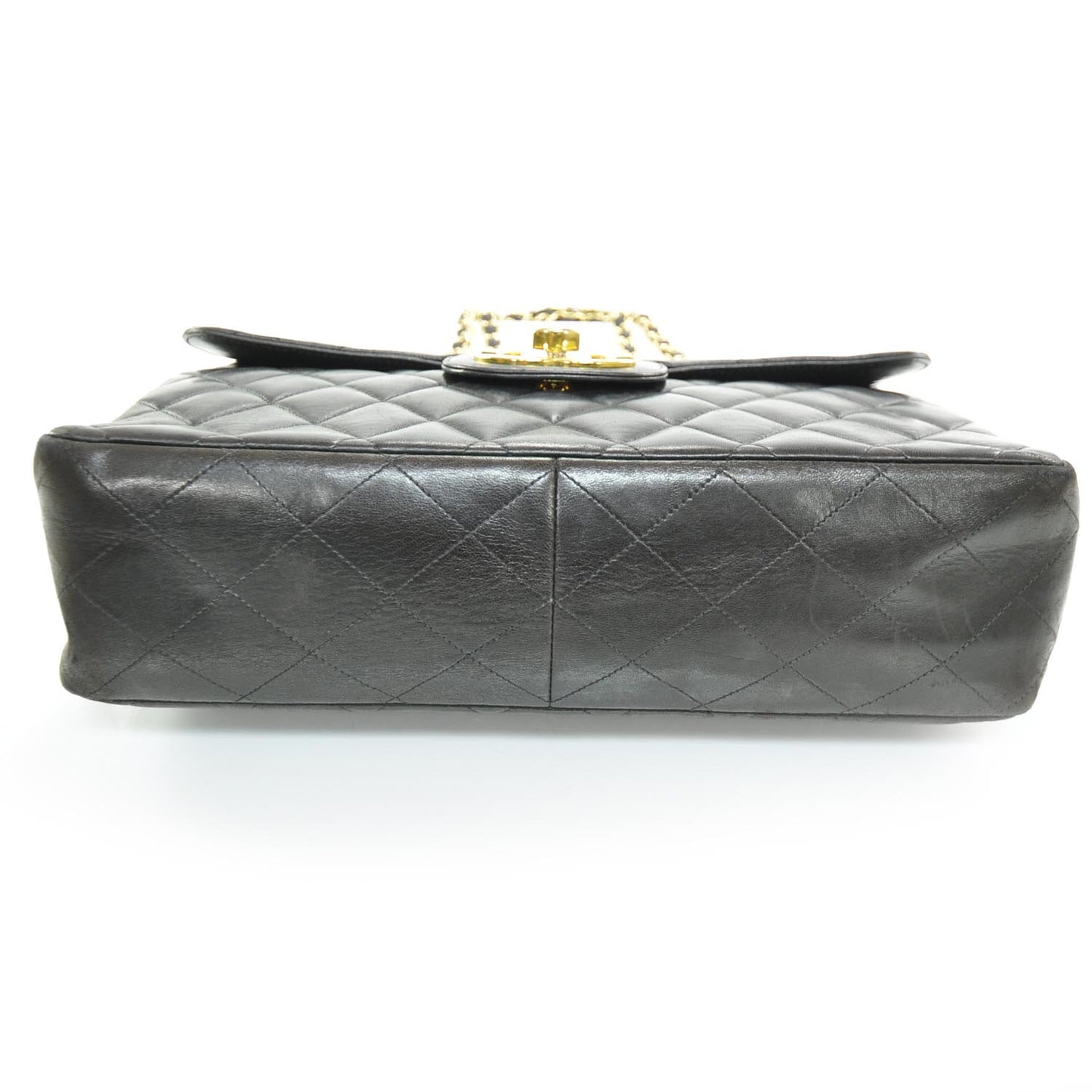 Lambskin Quilted Jumbo Flap Black