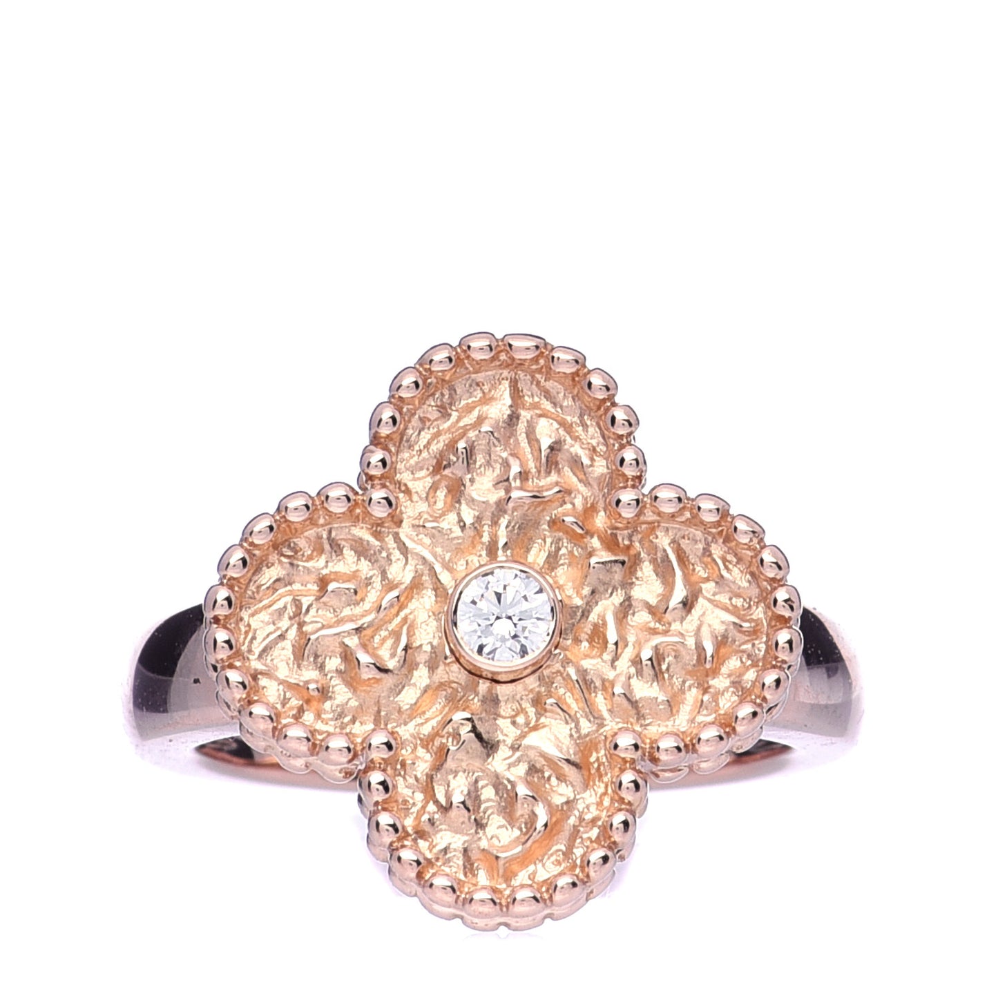 18K Rose Gold Diamond Vintage Alhambra Ring 47 4