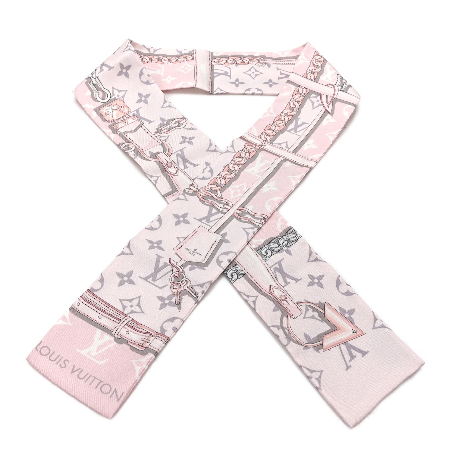 Louis Vuitton Silk Monogram Confidential Bandeau Light Pink Porcelain Rose Beige Ebony 1 of 3