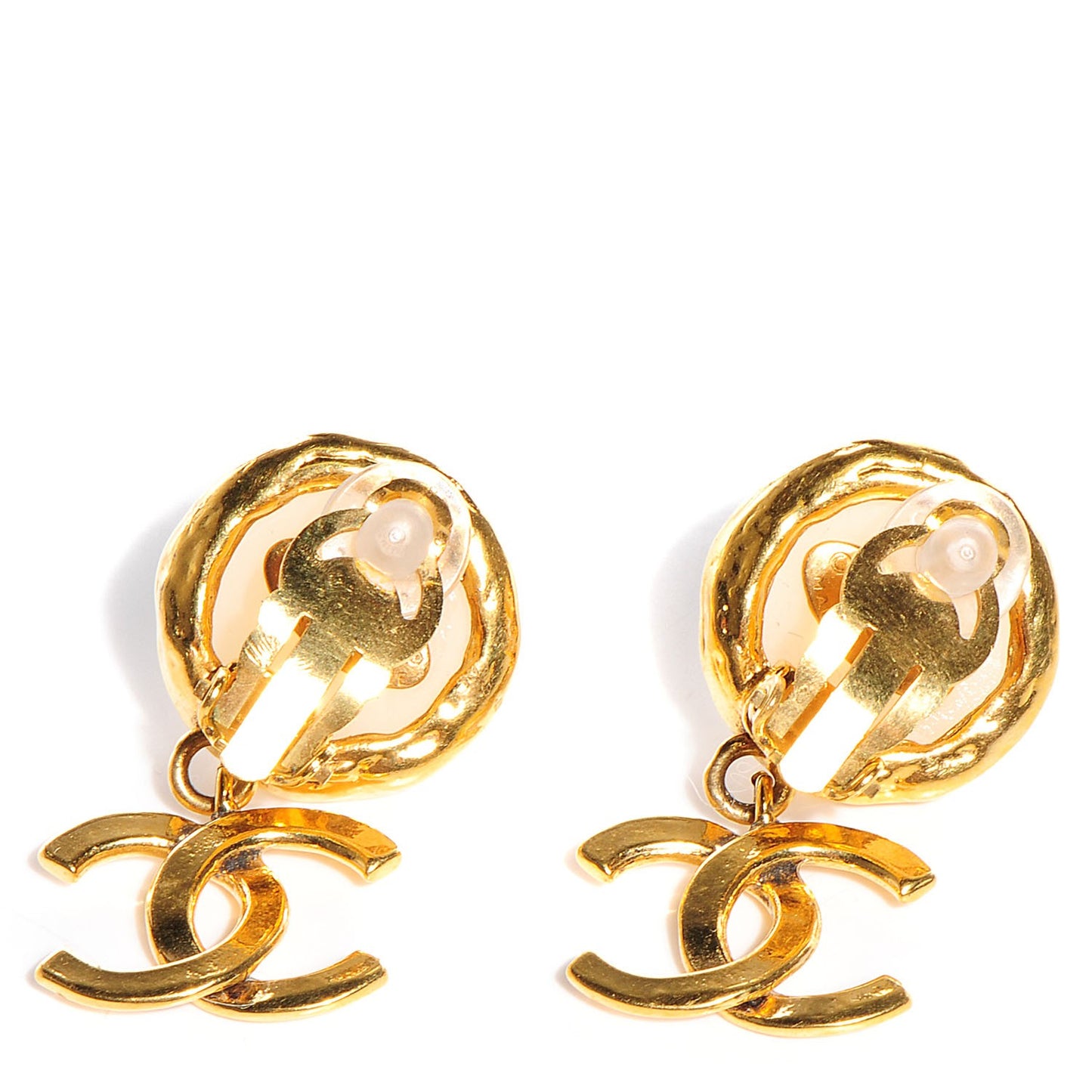 Pearl CC Dangle Clip On Earrings