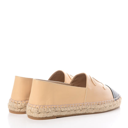 Chanel Lambskin CC Espadrilles 38 Beige Black 4 of 8