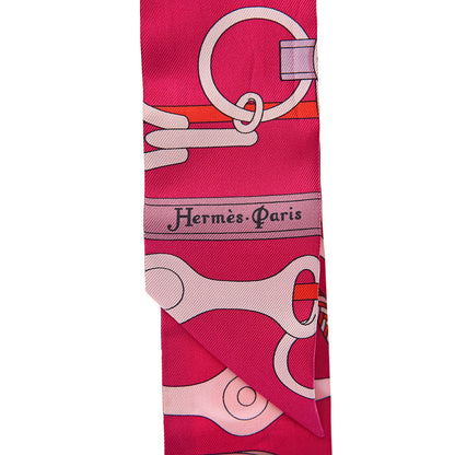 Hermes Silk Panoplie Equestre Twilly Fuchsia Rose Rouge 3 of 4