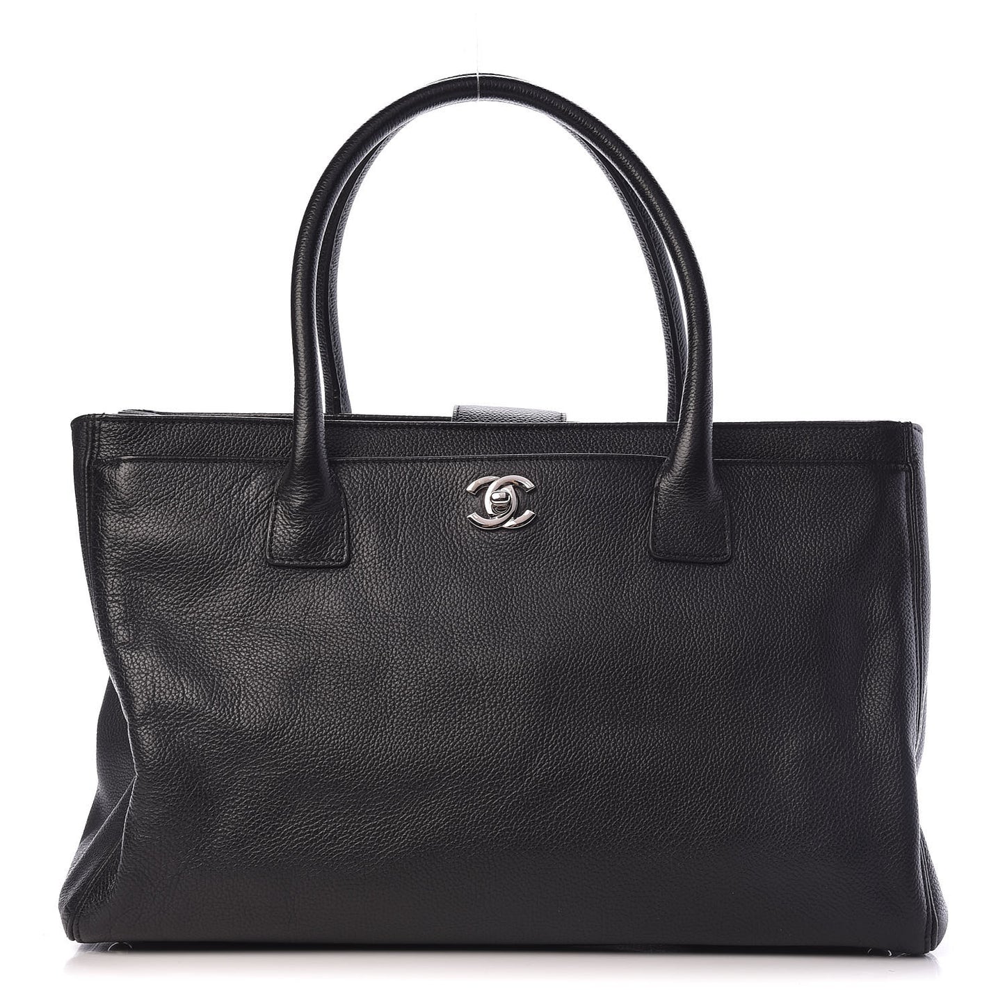 Calfskin Cerf Executive Shopper Tote Black