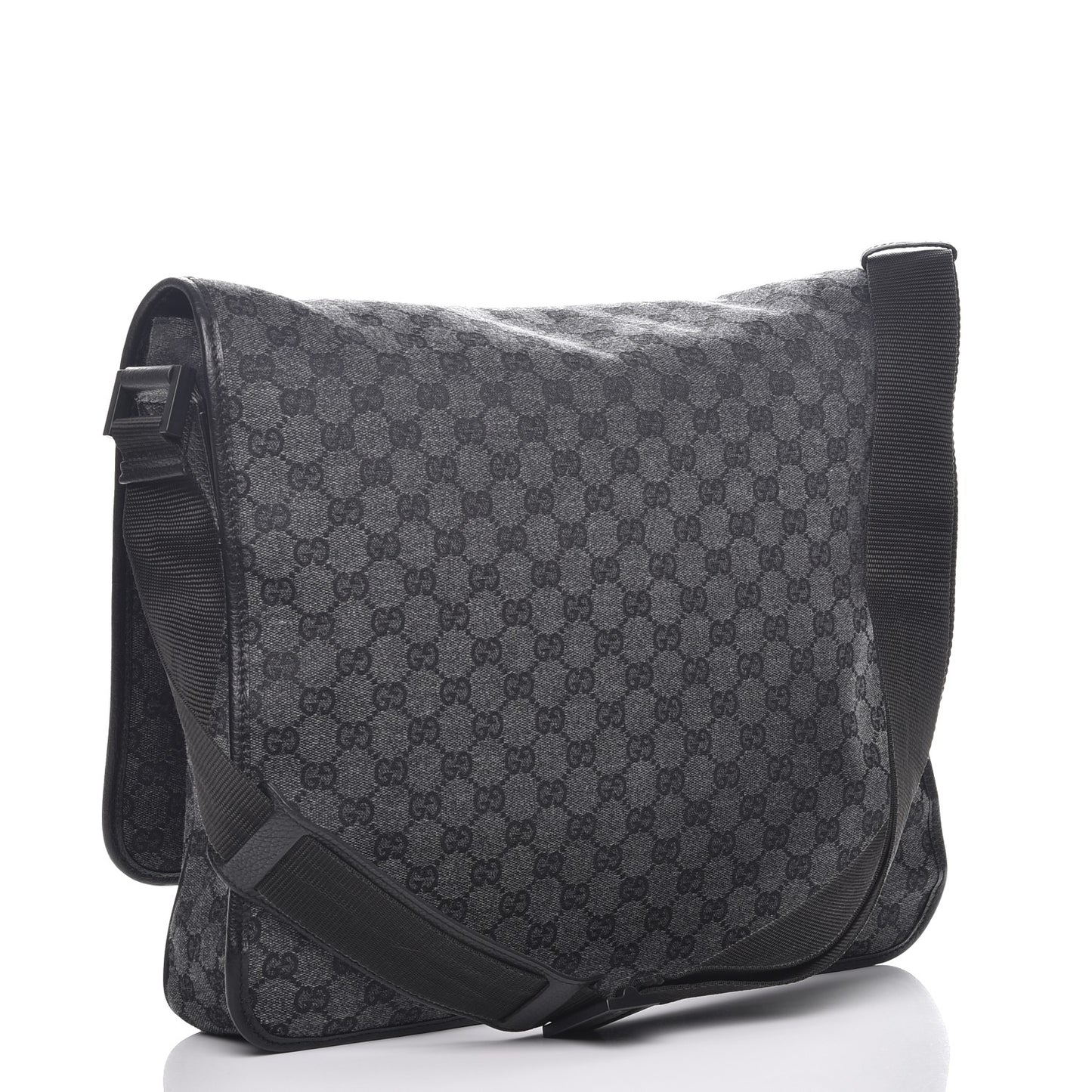 Denim Monogram Hysteria Double Buckle Flap Messenger Bag