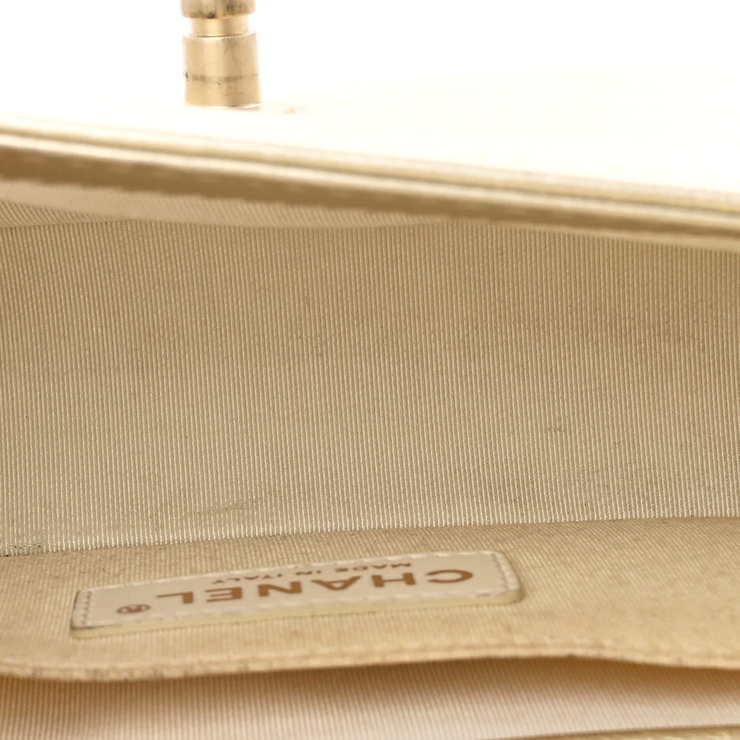 Metallic Calfskin Perforated Small Boy Flap Gold