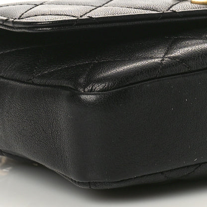 Chanel Lambskin Quilted Camellia Flower Waist Flap Black 4 of 11