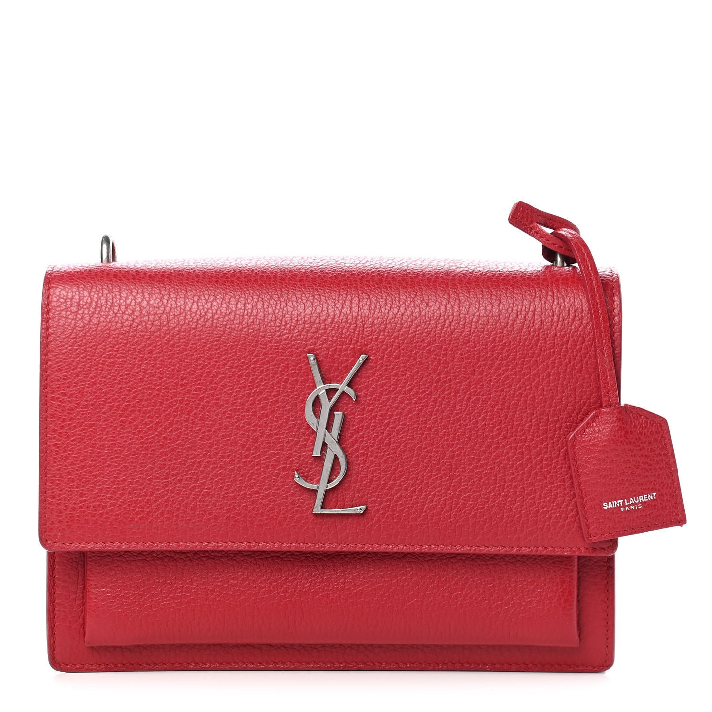 Grained Calfskin Medium Monogram Sunset Satchel Red