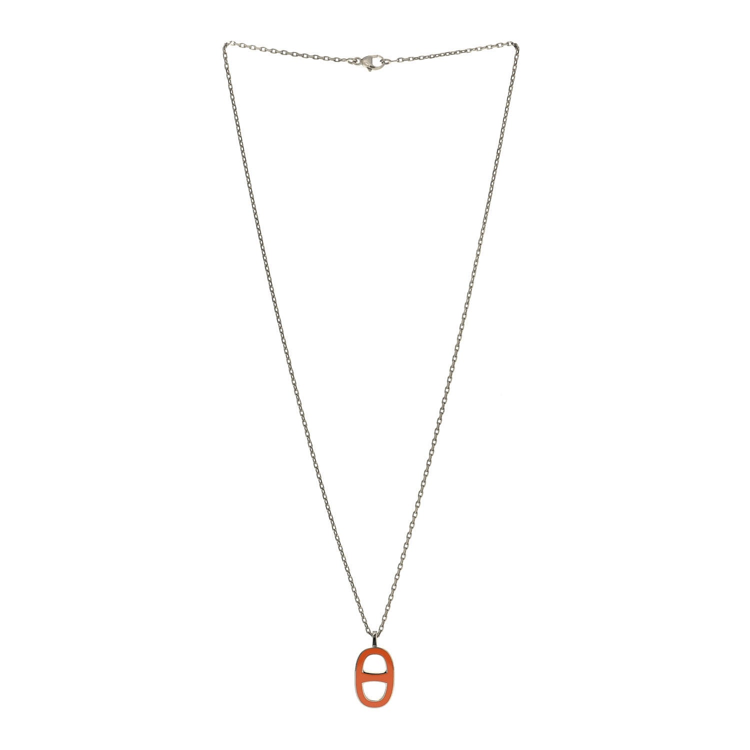 Hermes Lacquered Iliade Pendant Necklace Dark Orange 2 of 4
