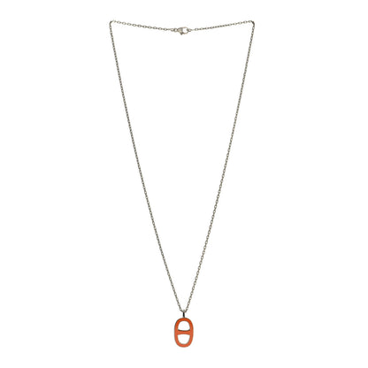 Hermes Lacquered Iliade Pendant Necklace Dark Orange 2 of 4