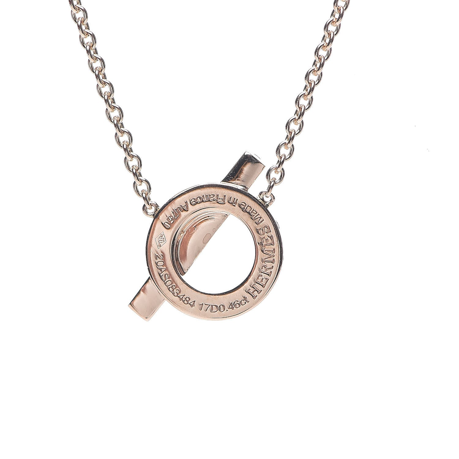 Hermes 18K Rose Gold Diamond Finesse Pendant Necklace 3 of 4