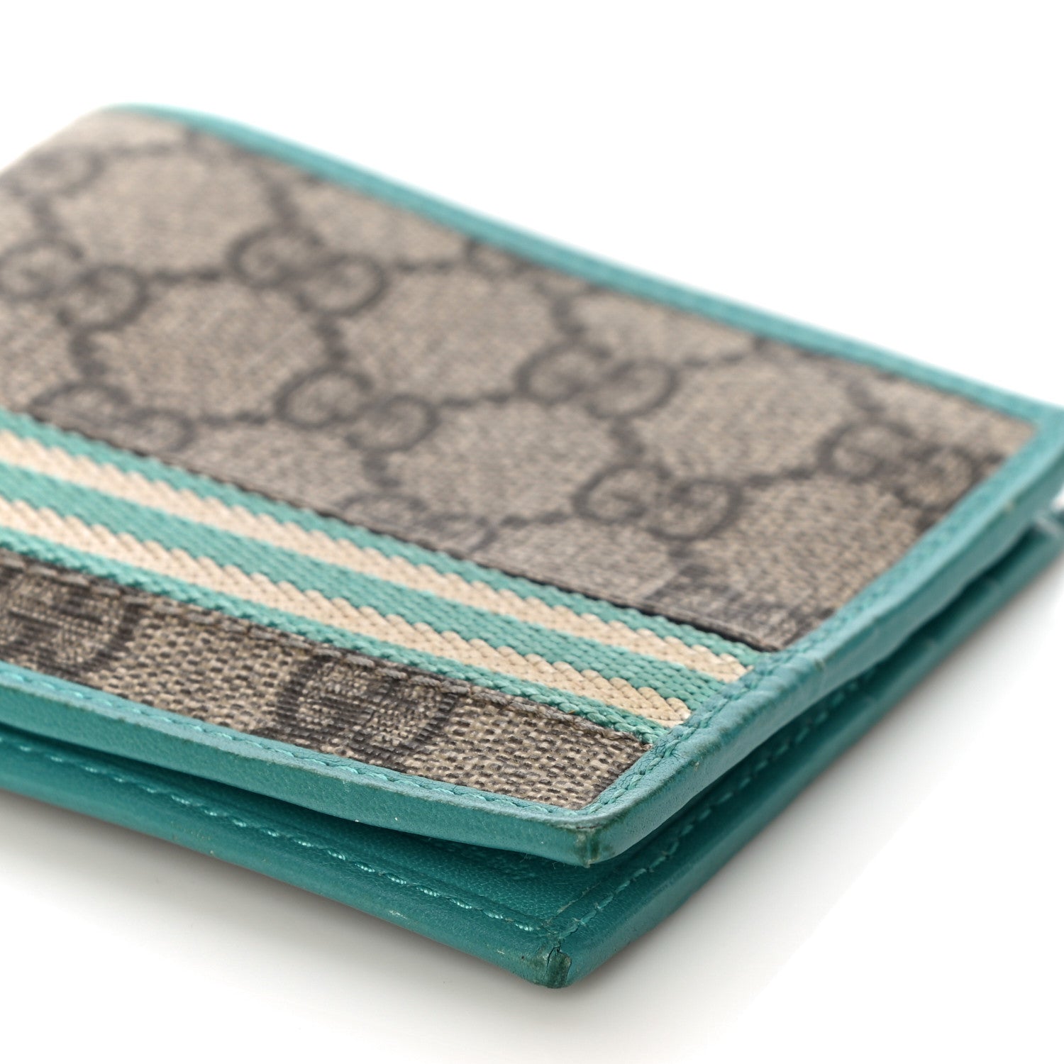 Gucci GG Supreme Monogram Web Bi-Fold Wallet White Blue 9 of 11