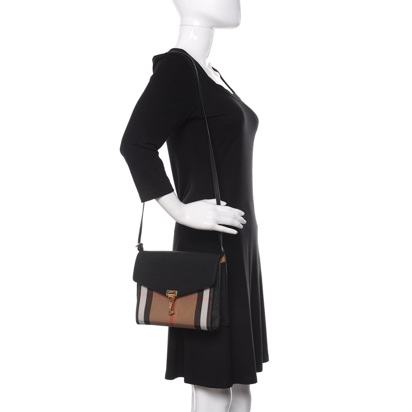 Derby Calfskin House Check Small Macken Crossbody Bag Dark Bottle Green