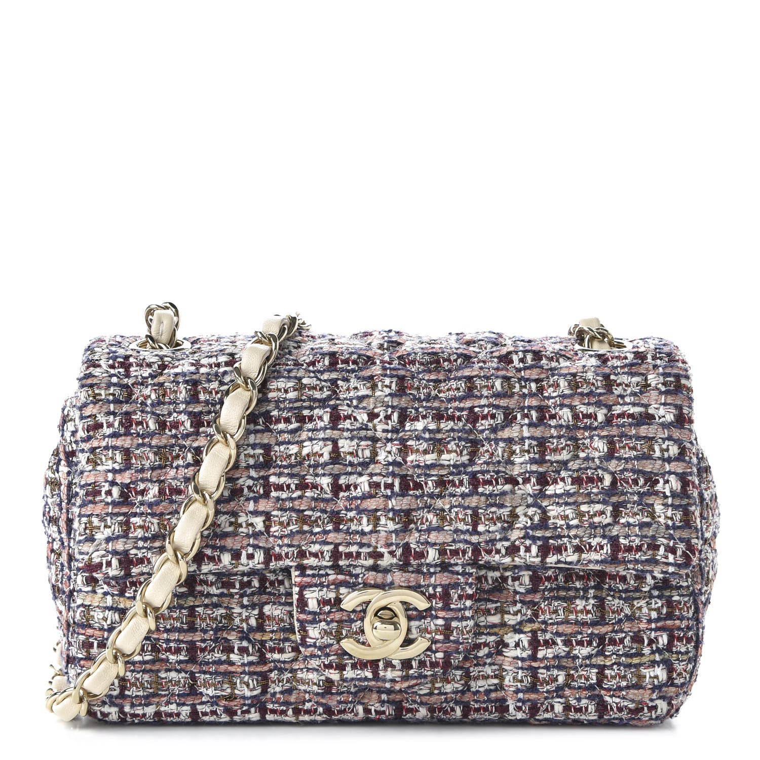 Chanel Tweed Quilted Mini Rectangular Flap Pink 2 of 19