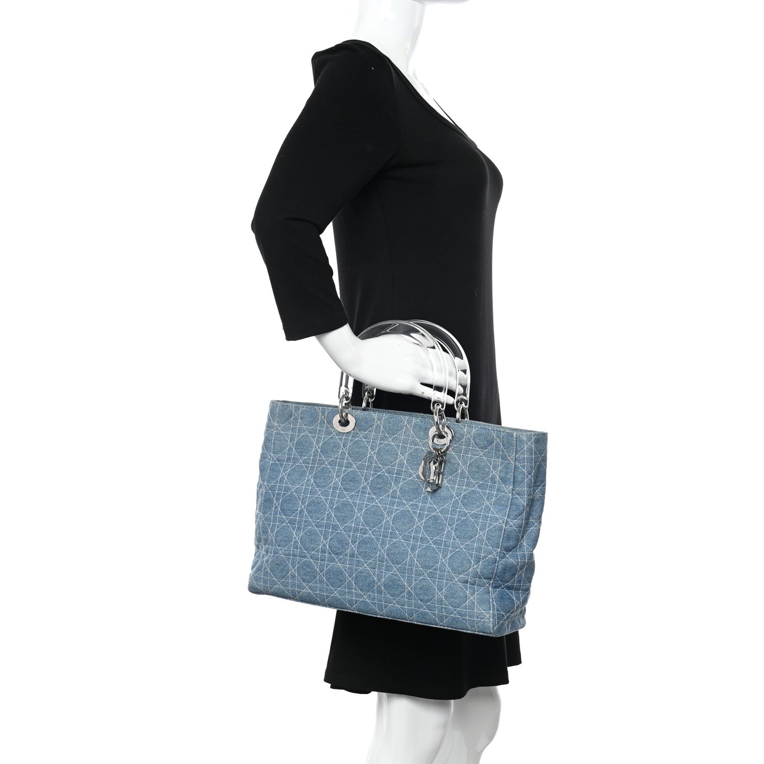 Christian Dior Denim Cannage Large Lady Dior Light Blue 2 of 12