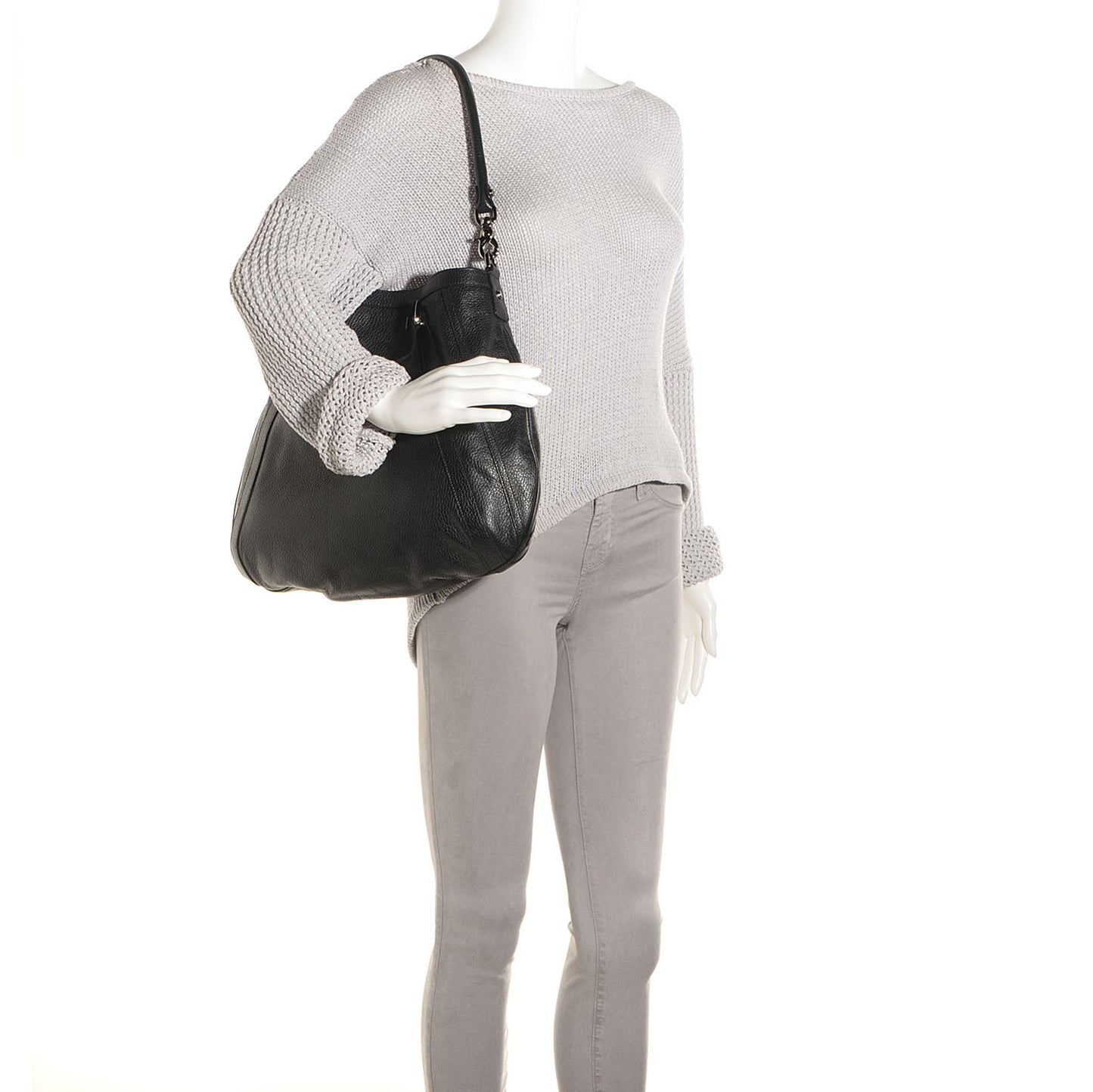 Leather Medium Convertible Abbey Tote Black