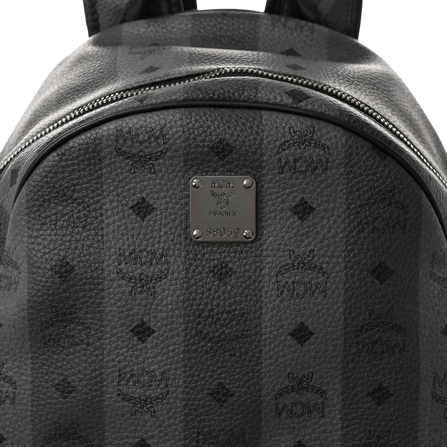 MCM Striped Visetos Medium Stark Backpack Black Phantom Grey 7 of 9