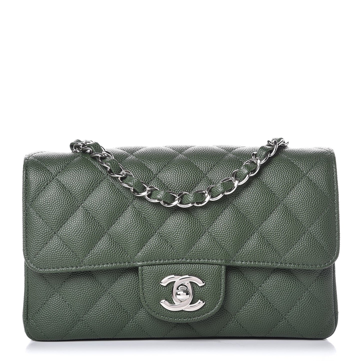 Caviar Quilted Mini Rectangular Flap Green