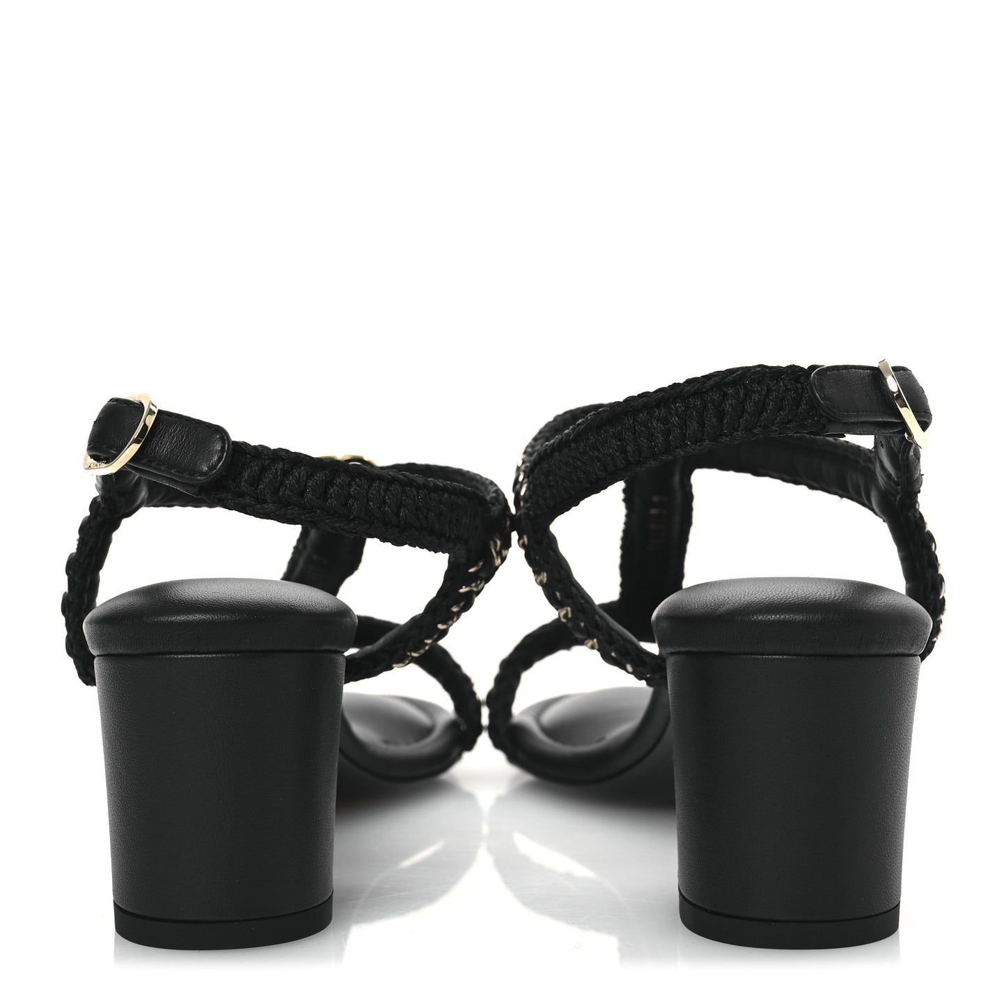 Lambskin CC Chain Braided Sandals 37 Black