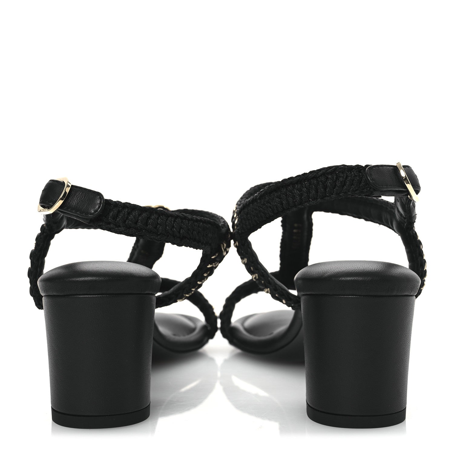 Chanel Lambskin CC Chain Braided Sandals 37 Black 6 of 11