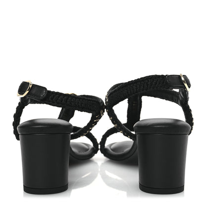 Chanel Lambskin CC Chain Braided Sandals 37 Black 6 of 11