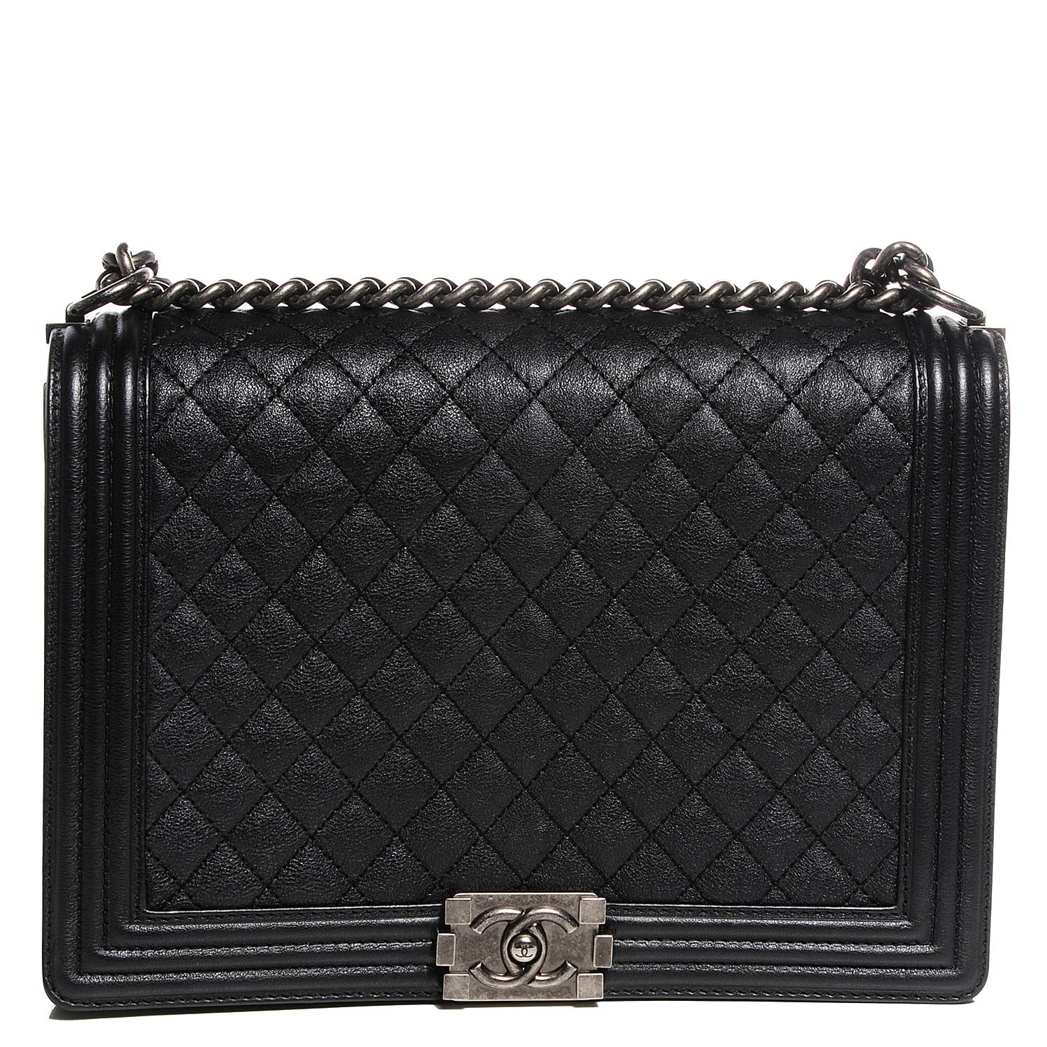 Chanel Metallic Calfskin Quilted Large Boy Flap Black 1 of 9