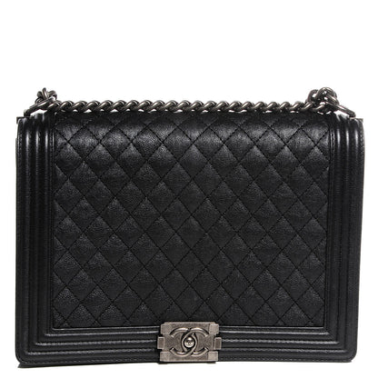 Chanel Metallic Calfskin Quilted Large Boy Flap Black 1 of 9