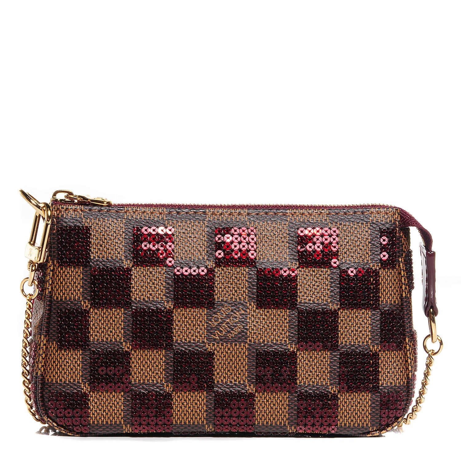 Louis Vuitton Damier Paillettes Mini Pochette Accessories Red 1 of 9