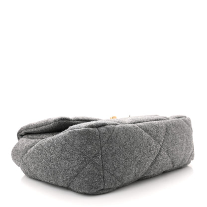 Chanel Wool Quilted Large Chanel 19 Flap Grey 4 of 10