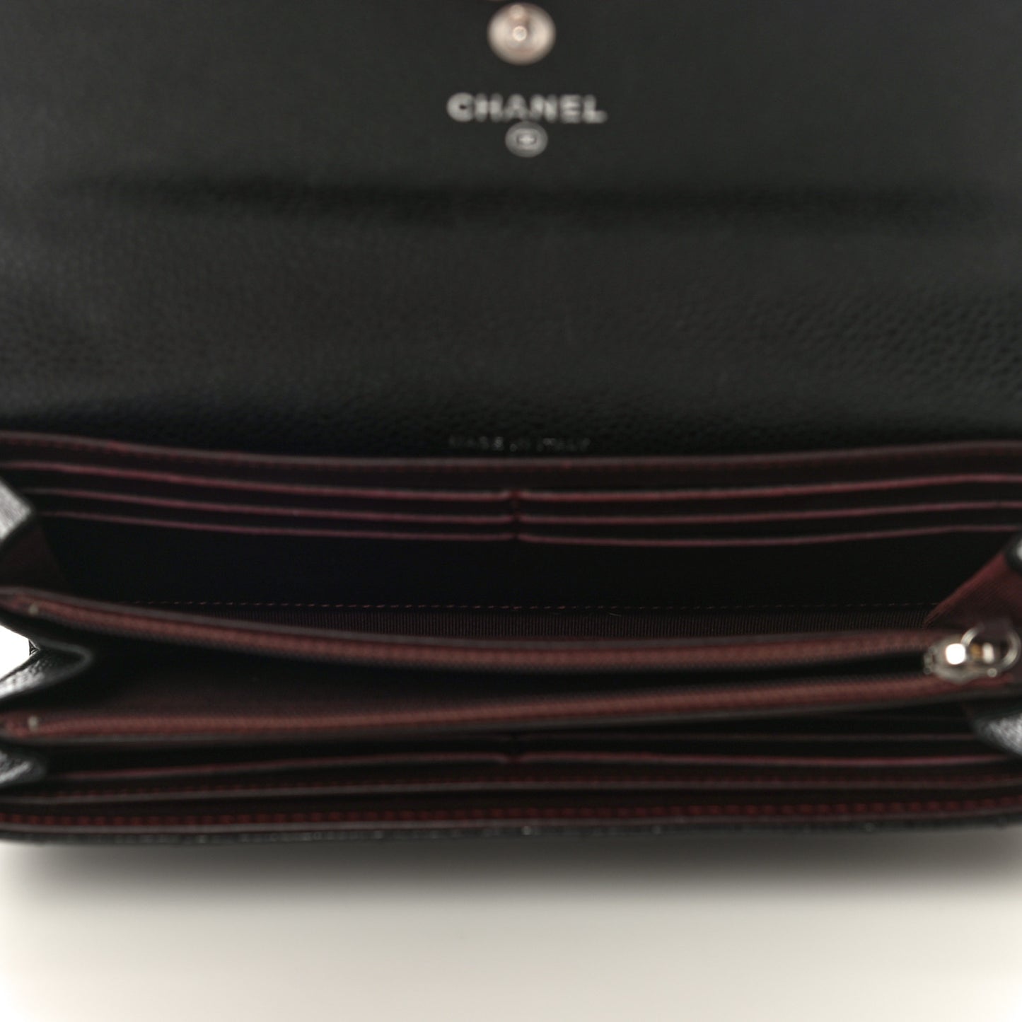 Caviar Quilted Large Gusset Flap Wallet Black