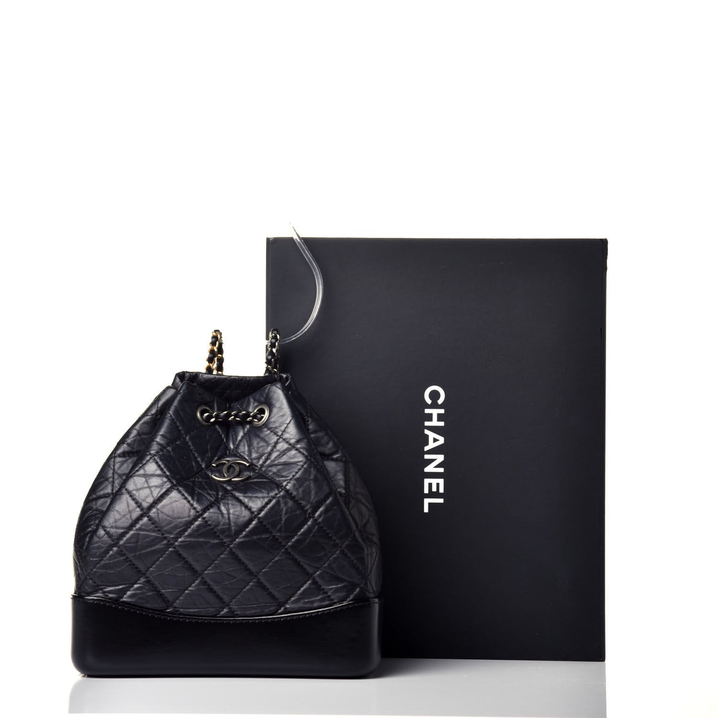 Aged Calfskin Quilted Small Gabrielle Backpack Black