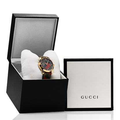 Gucci Stainless Steel Canvas 38mm G-Timeless GG Supreme Strawberry Quartz Watch Brown 5 of 5