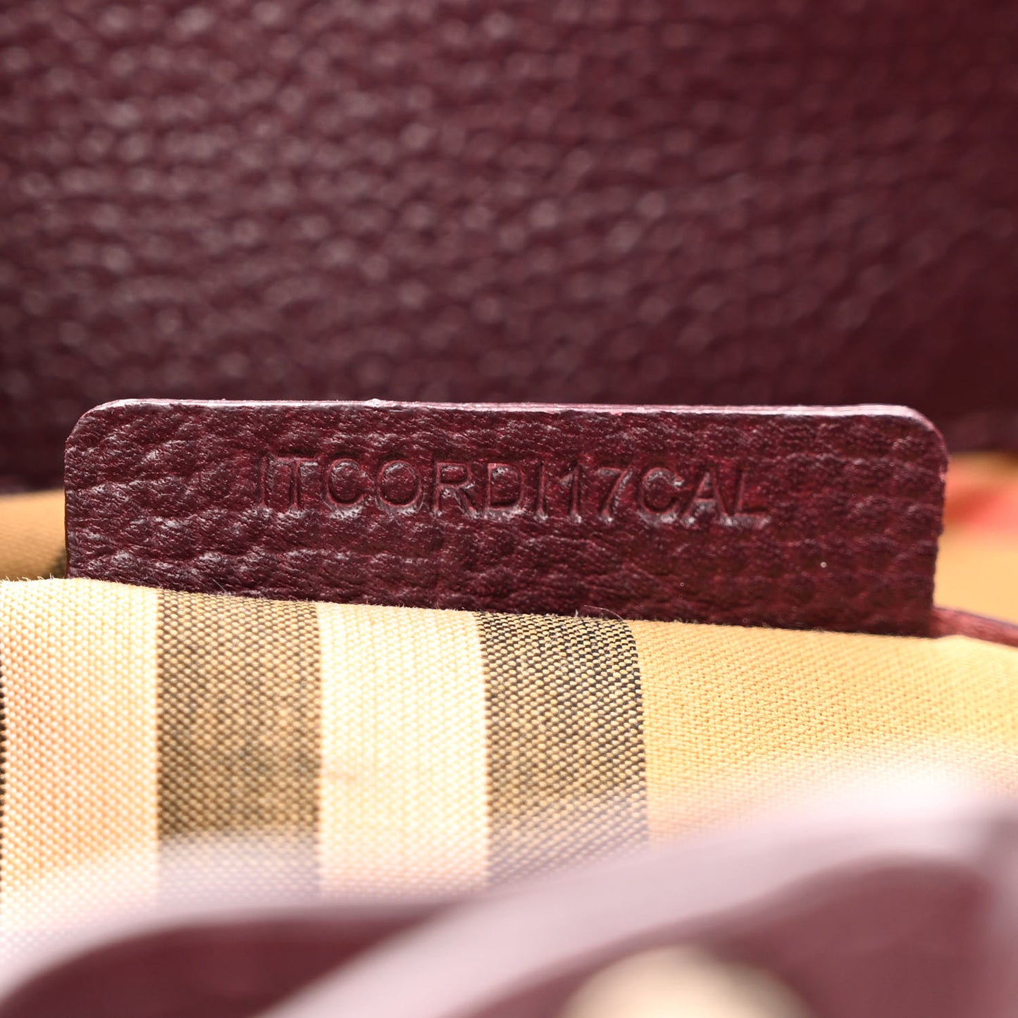 Grainy Calfskin House Check Small Banner Tote Mahogany Red