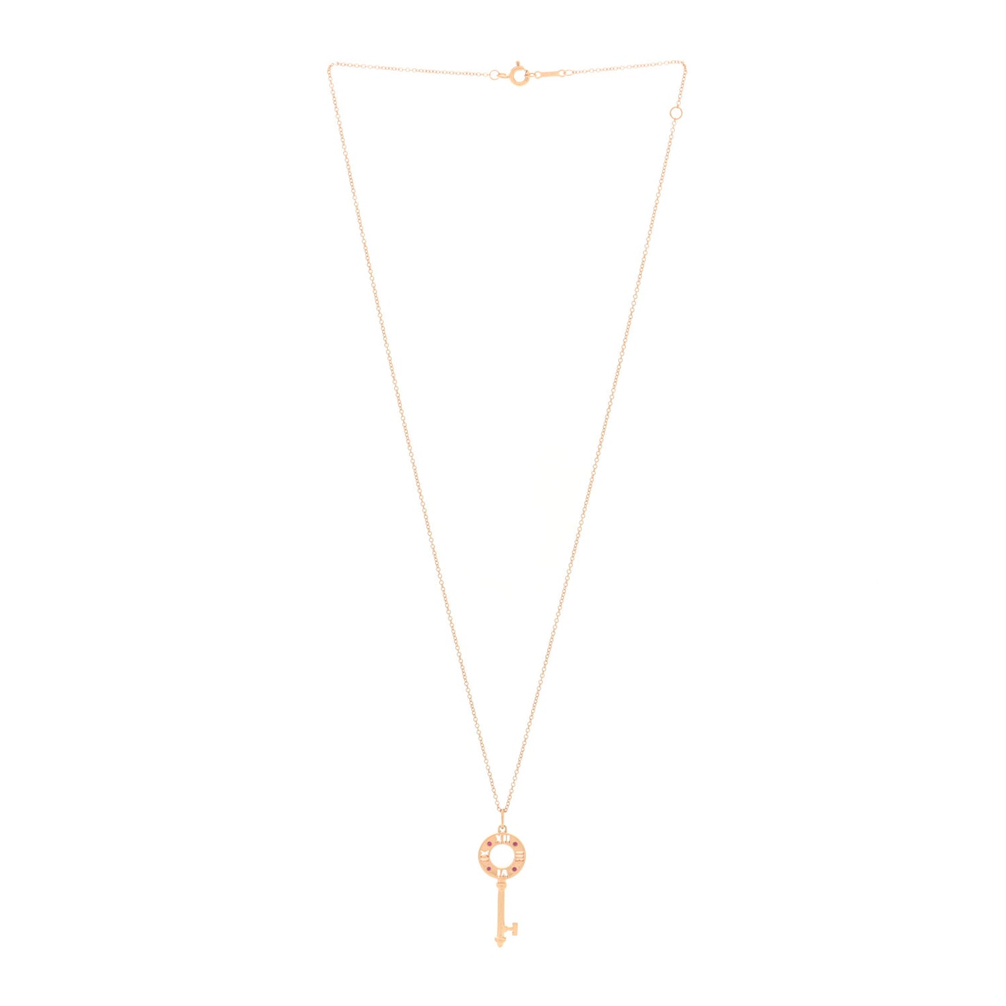 18K Rose Gold Ruby Atlas Pierced Key Pendant Necklace