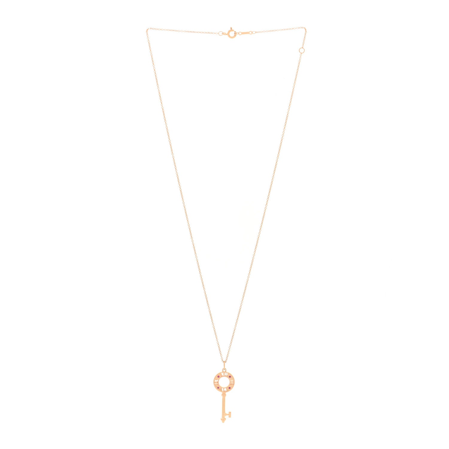 Tiffany 18K Rose Gold Ruby Atlas Pierced Key Pendant Necklace 3 of 5