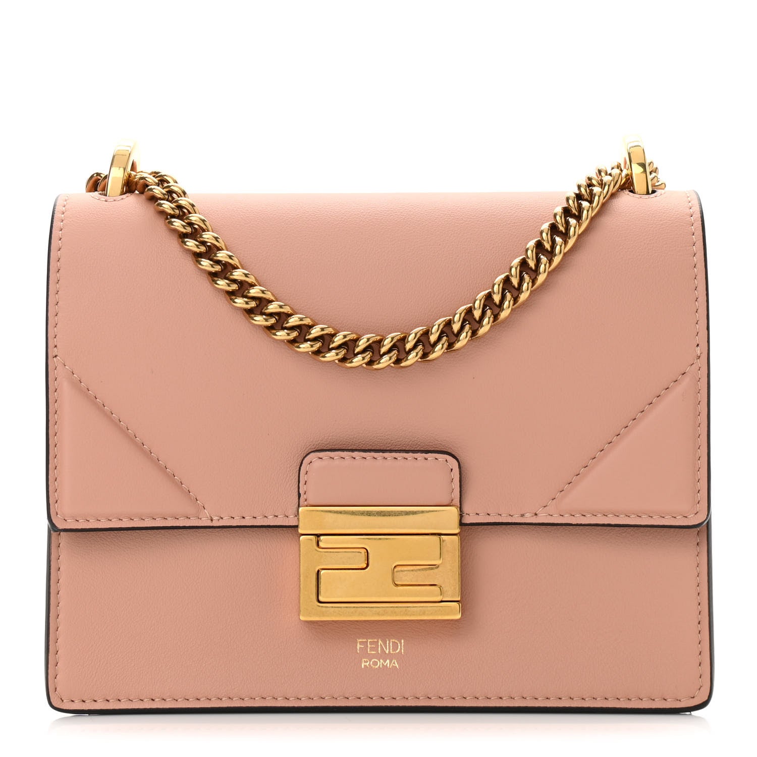 Fendi Vitello Grace Matte Small Kan U Shoulder Bag Rosa Bourbon 1 of 9