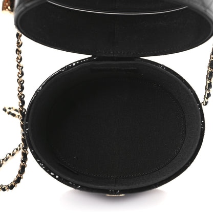 Chanel Patent Quilted Round Clutch With Chain Black 5 of 10
