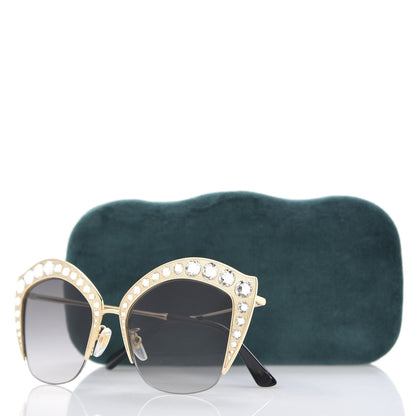 Gucci Metal Crystal Cat Eye Sunglasses GG00114S Gold 8 of 8