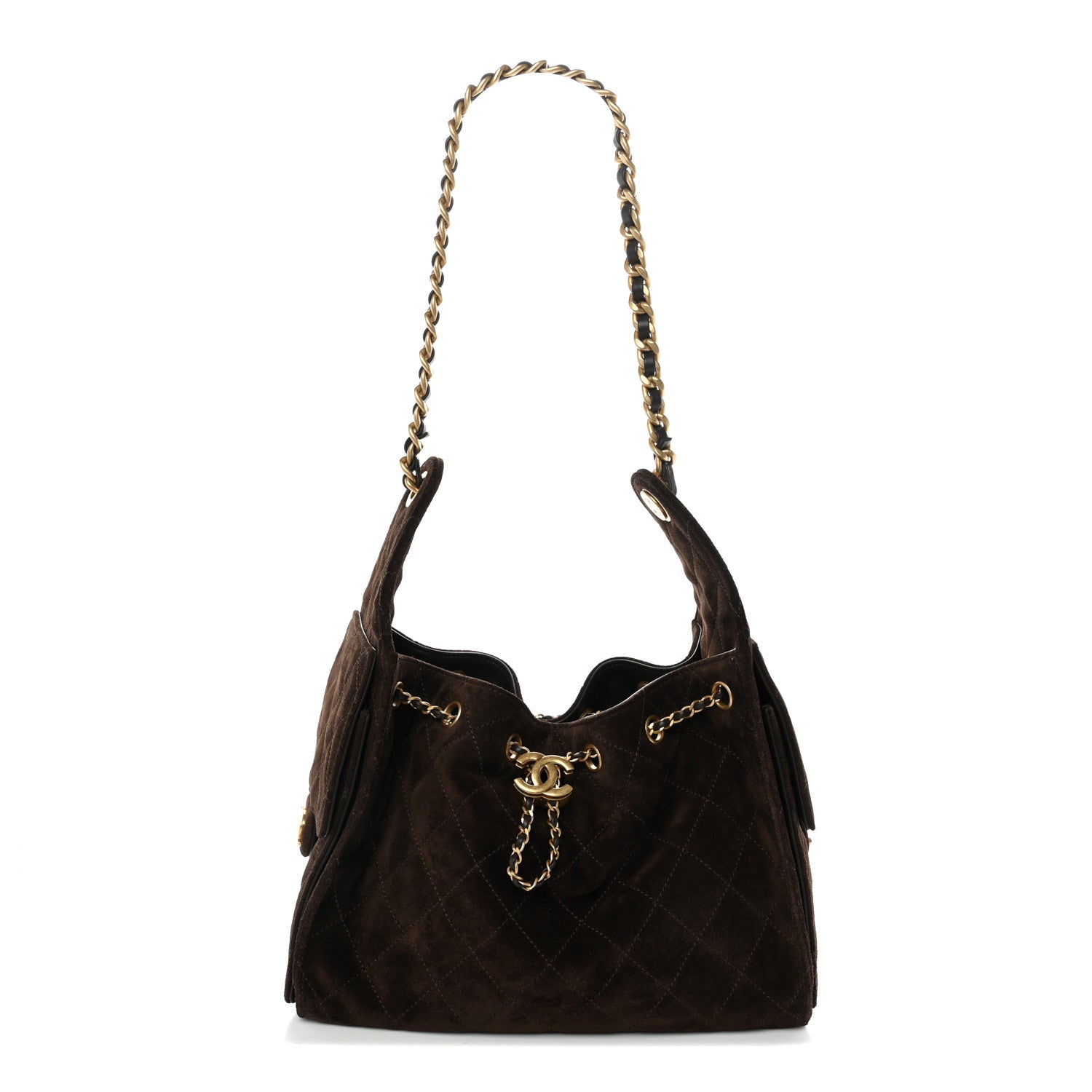 Chanel Suede Quilted Small Chanel 25 Handbag Dark Brown 1 of 9