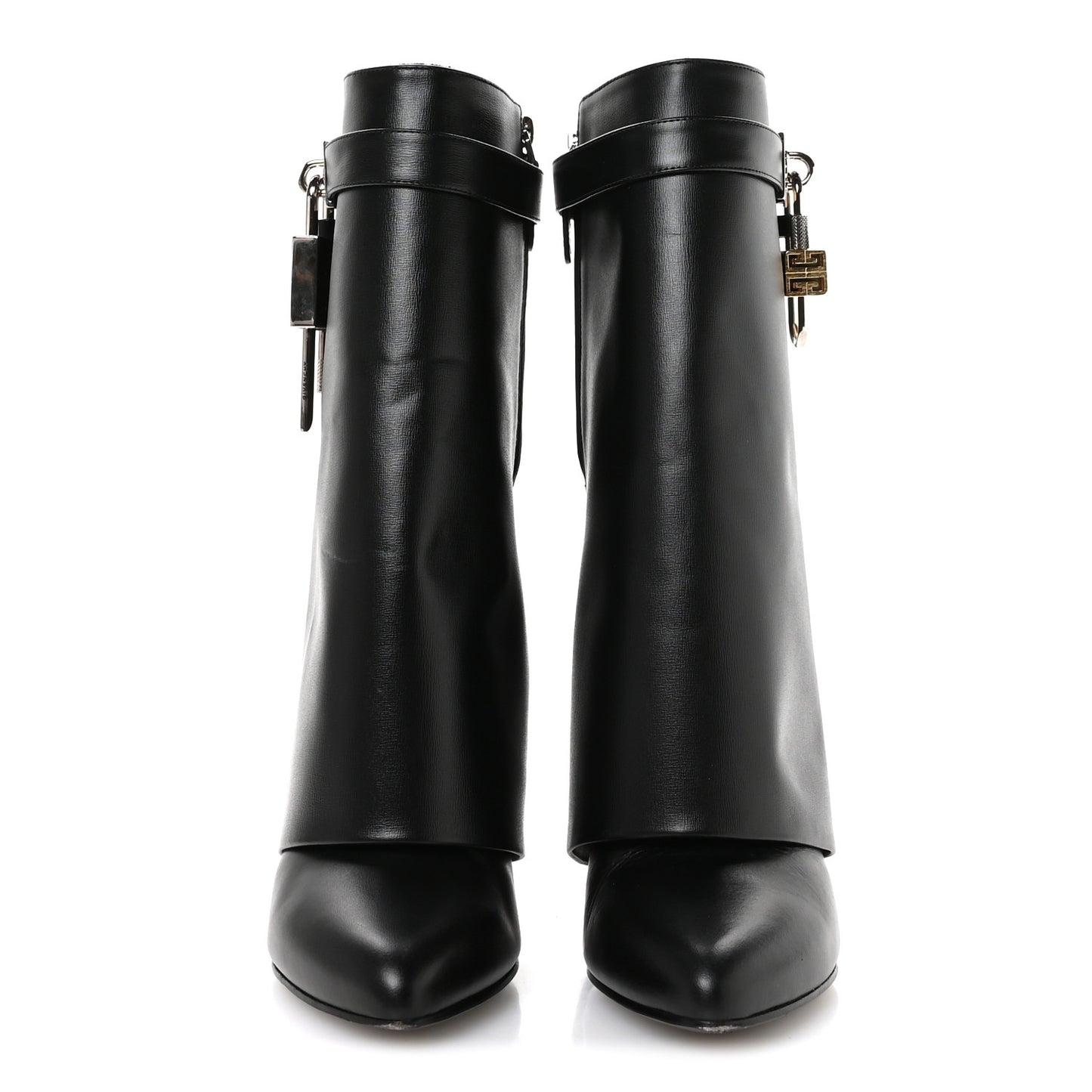 Calfskin Shark Lock Ankle Boots 39.5 Black