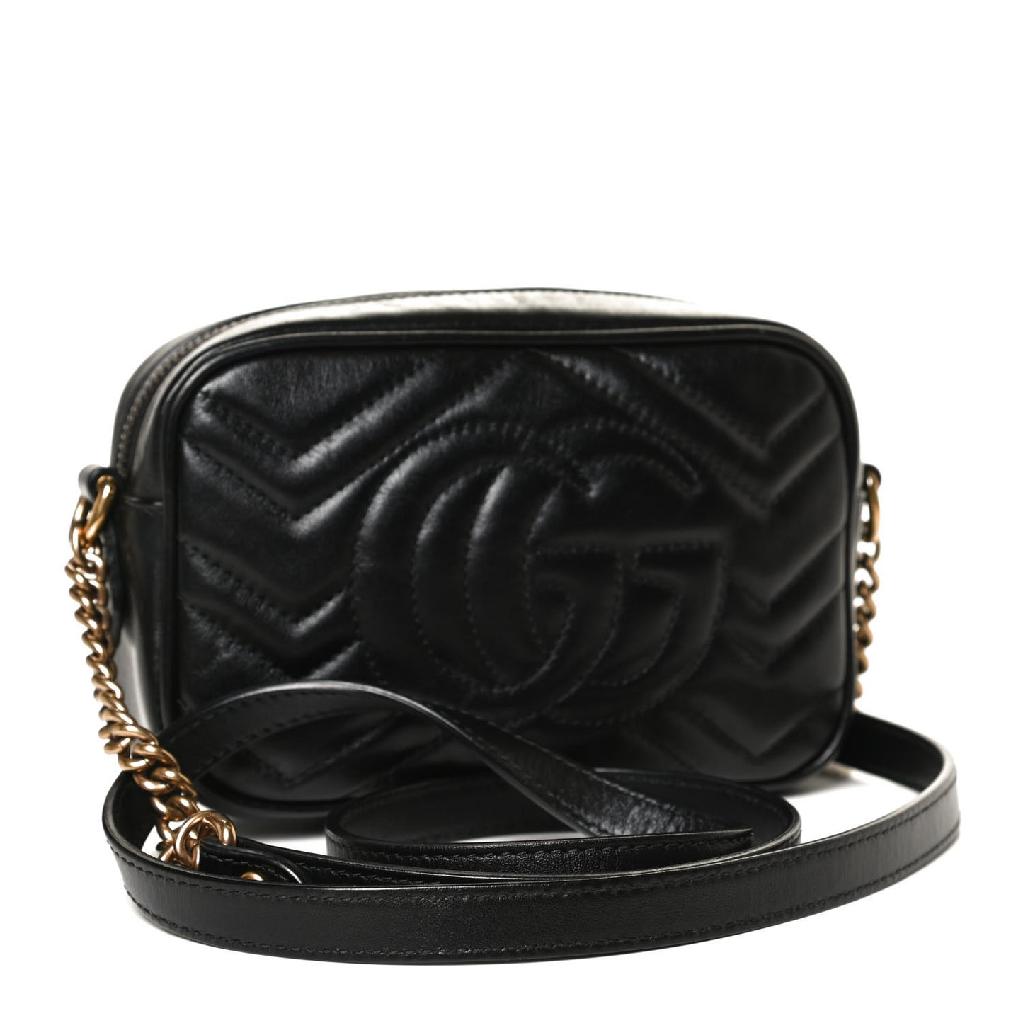 Calfskin Matelasse Mini GG Marmont Chain Shoulder Bag Black