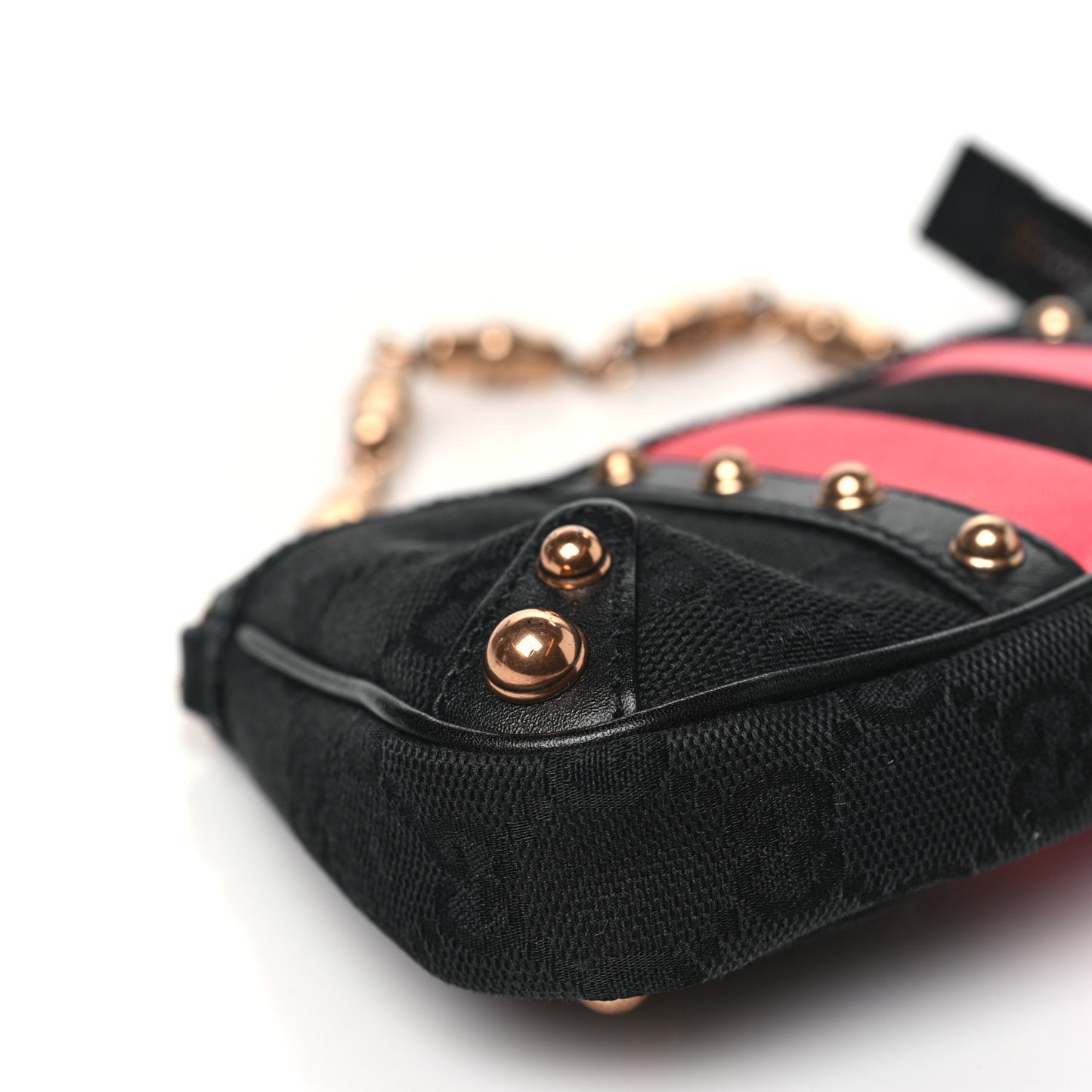 Monogram Web Studded Chain Clutch Black