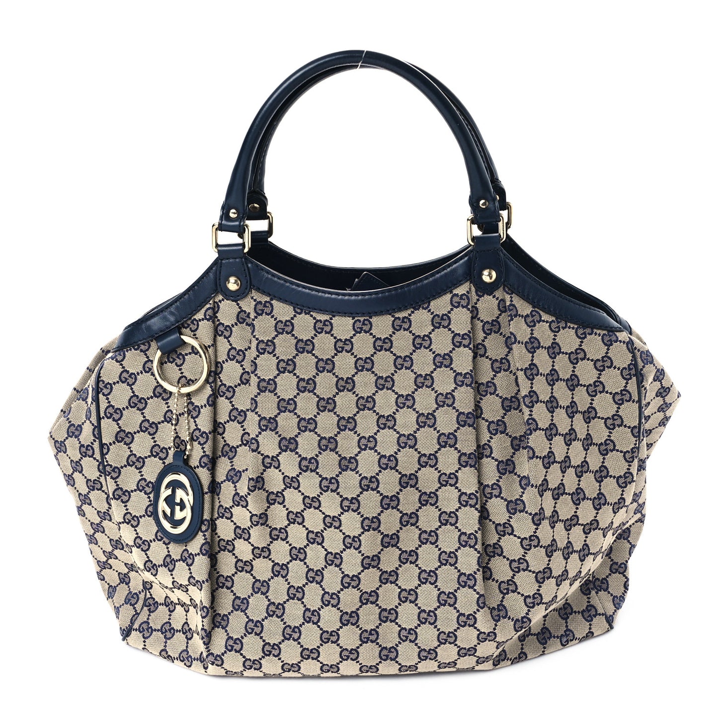 Monogram Calfskin Large Sukey Tote Beige Blue