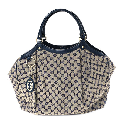 Gucci Monogram Calfskin Large Sukey Tote Beige Blue 1 of 11