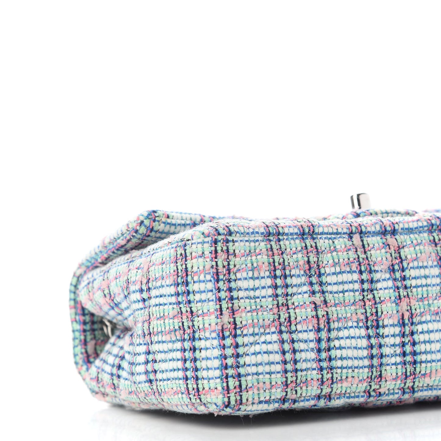 Tweed Quilted Mini Rectangular Flap Blue