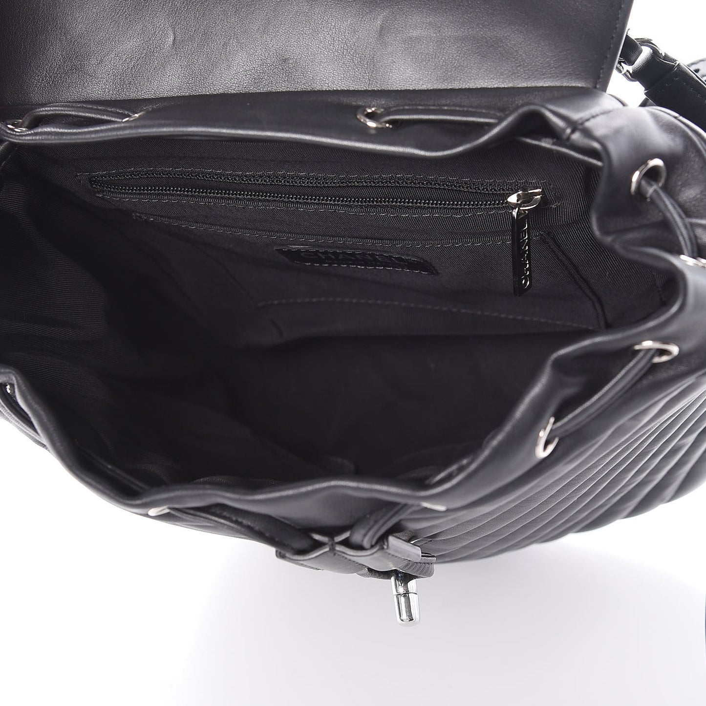 Calfskin Chevron Quilted Small Urban Spirit Backpack Black