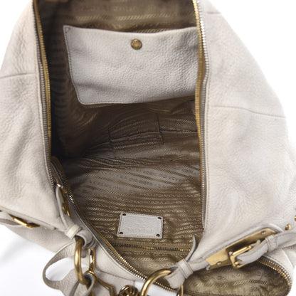 Prada Deerskin Tamponato Hobo White 5 of 13