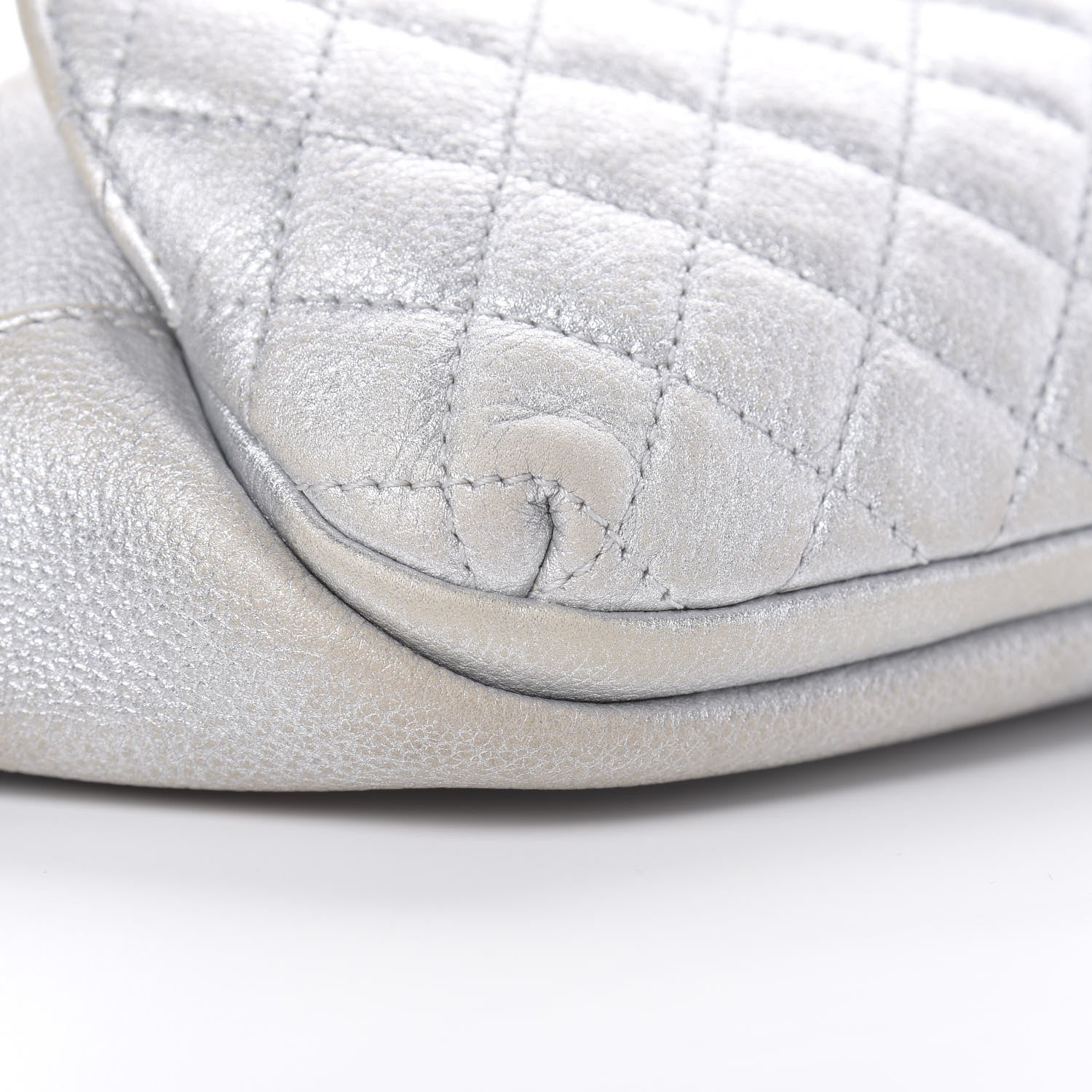 Chanel Metallic Grained Calfskin Quilted Casual Rock Waist Bag Fanny Pack Silver 9 of 18