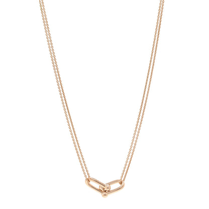 Tiffany 18K Rose Gold HardWear Double Link Pendant Necklace 1 of 6